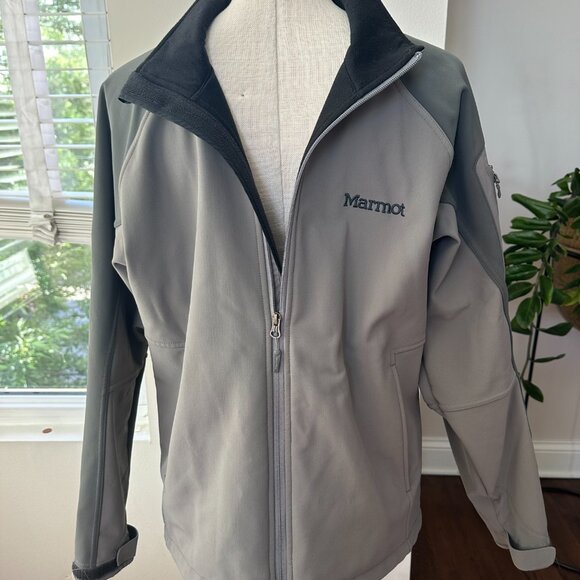Marmot Jacket Men's Size Medium Gray Full Zip Softshell Zip Pockets CC 426 - Picture 5 of 6